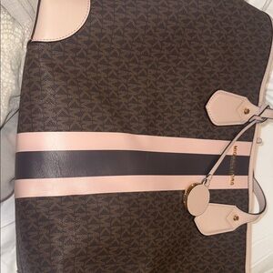 Michael Kors Brown and Pink Signature Tote